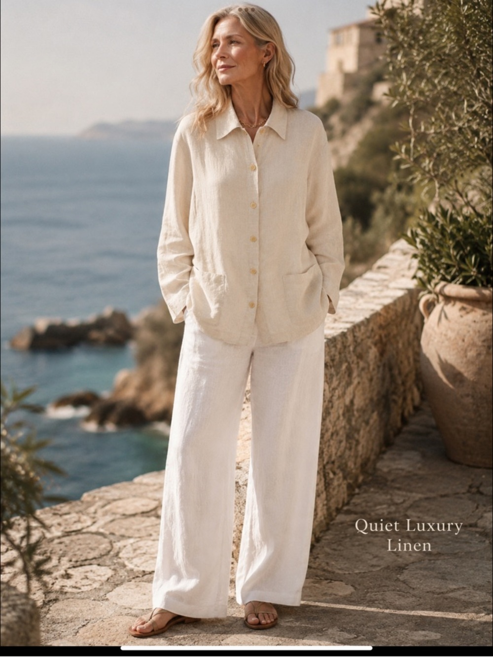 Coastal Linen Blend Layer Shirt Jacket Eileen Fisher Italian Fabric USA Made